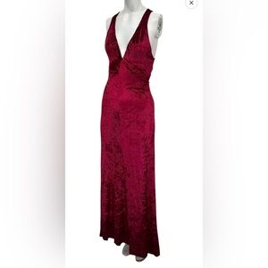 True Vintage 1970s Plunge Cross Back Dress Gown Crushed Velvet